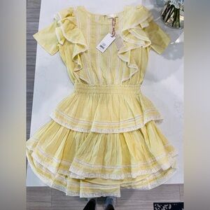 Love Shack Fancy Yellow Ruffled Dress size Xs new without tag.